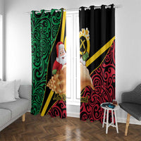 Vanuatu Christmas Window Curtain Vanuatuan Conch Shell - Meri Krismas! LT14 With Grommets Black - Polynesian Pride