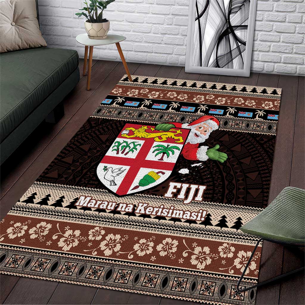 Fiji Christmas Area Rug Fijian Masi Marau na Kerisimasi! - Brown LT14 Brown - Polynesian Pride