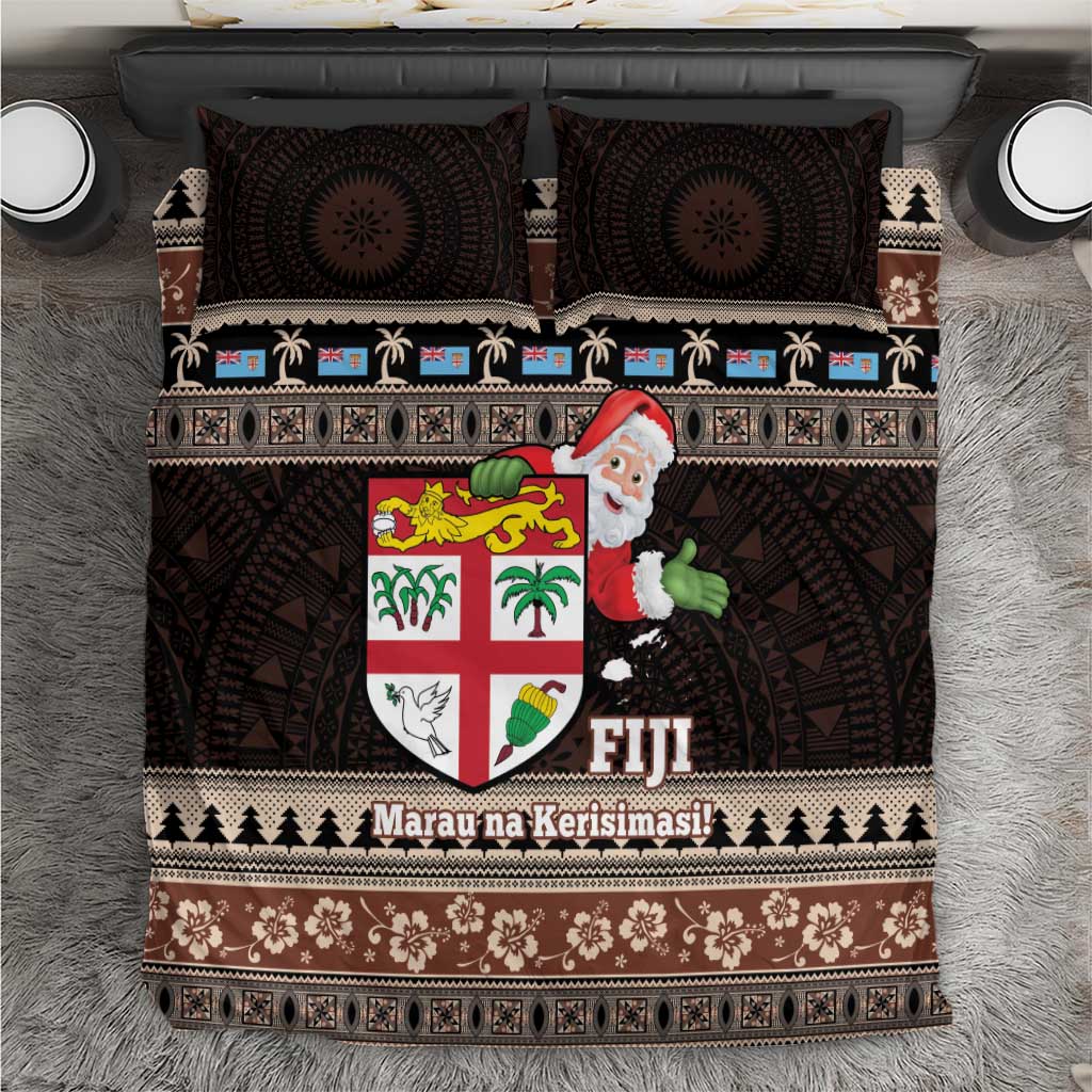 Fiji Christmas Bedding Set Fijian Masi Marau na Kerisimasi! - Brown LT14 Brown - Polynesian Pride