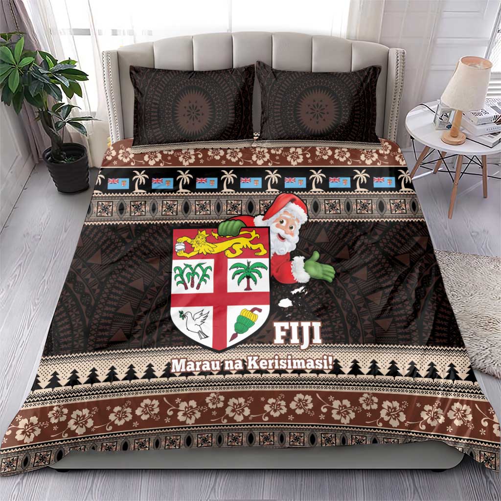 Fiji Christmas Bedding Set Fijian Masi Marau na Kerisimasi! - Brown LT14 - Polynesian Pride
