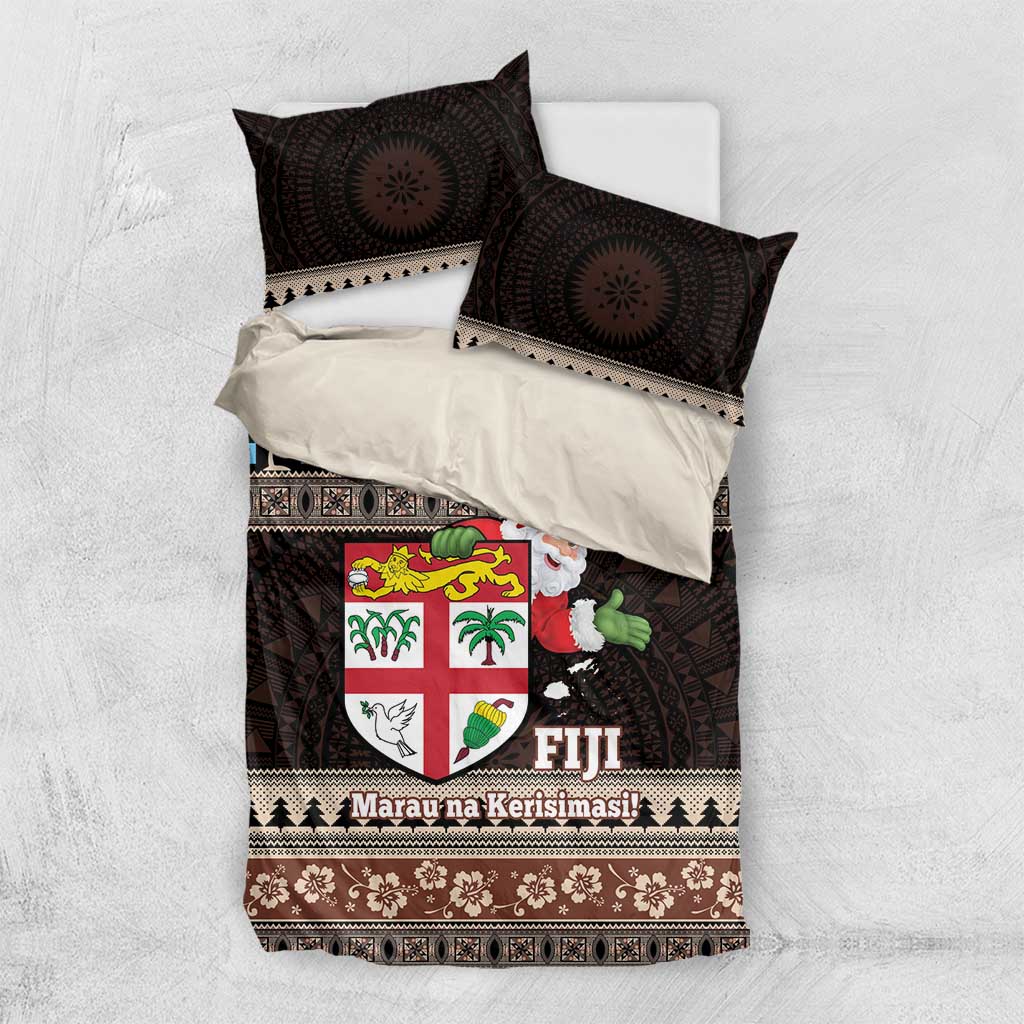 Fiji Christmas Bedding Set Fijian Masi Marau na Kerisimasi! - Brown LT14 US Twin 172cm x 218cm Brown - Polynesian Pride