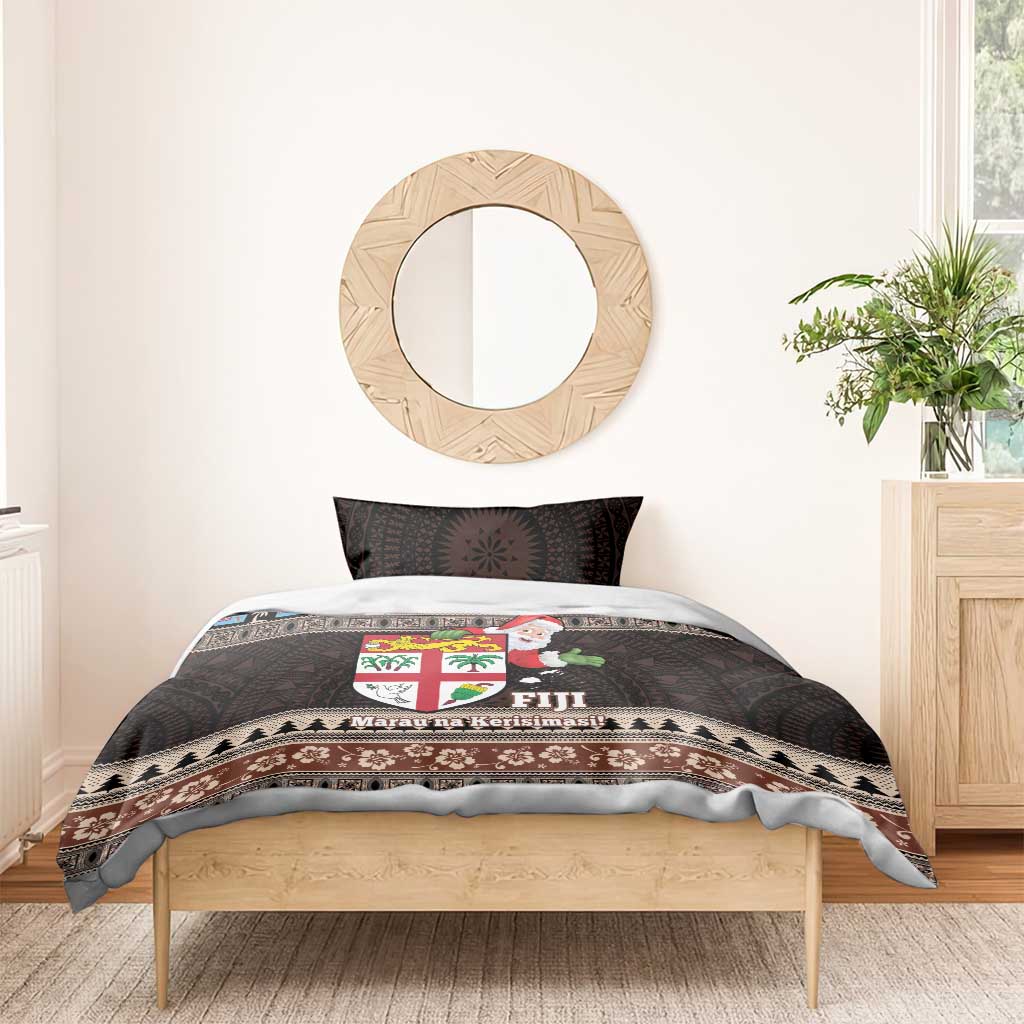 Fiji Christmas Bedding Set Fijian Masi Marau na Kerisimasi! - Brown LT14 - Polynesian Pride