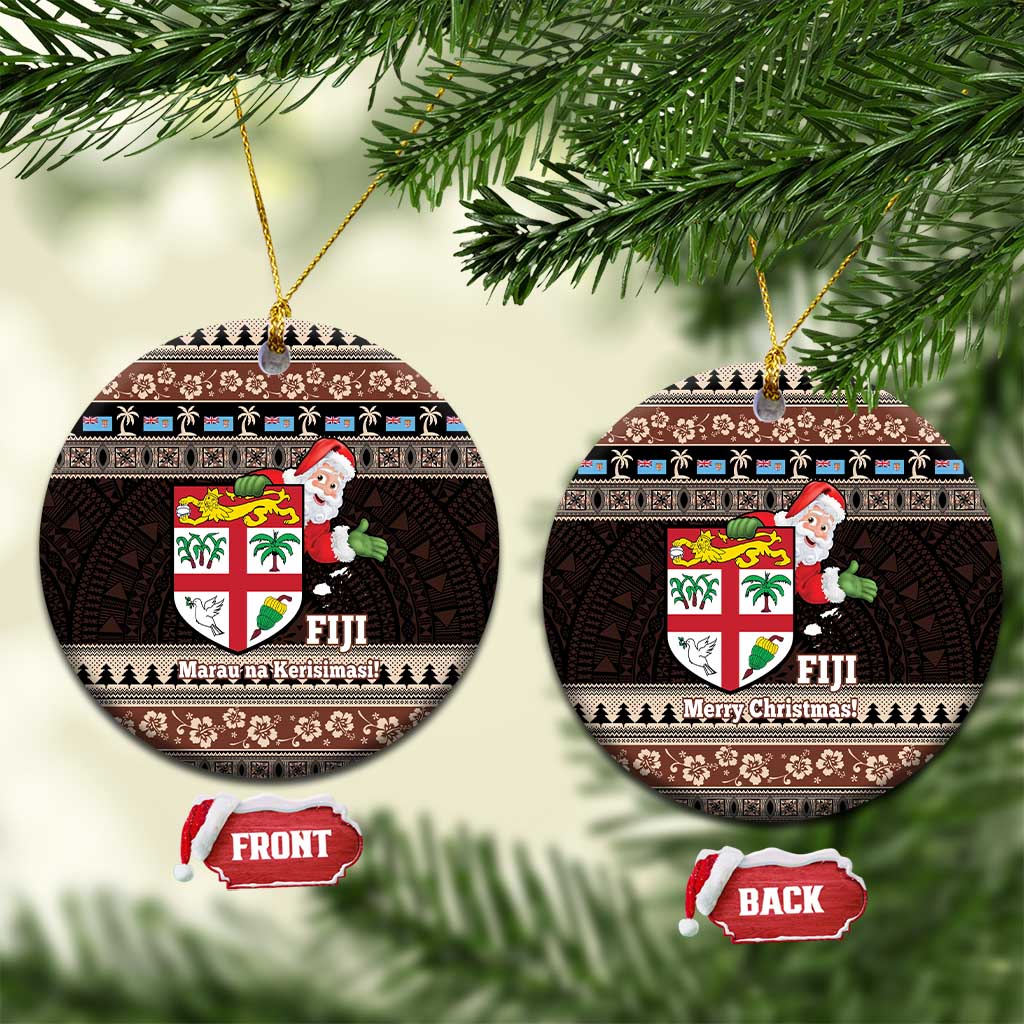 Fiji Christmas Ceramic Ornament Fijian Masi Marau na Kerisimasi! - Brown LT14 Circle Brown - Polynesian Pride