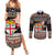 Fiji Christmas Couples Matching Summer Maxi Dress and Long Sleeve Button Shirt Fijian Masi Marau na Kerisimasi! - Brown