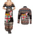 Fiji Christmas Couples Matching Summer Maxi Dress and Long Sleeve Button Shirt Fijian Masi Marau na Kerisimasi! - Brown