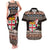 Fiji Christmas Couples Matching Tank Maxi Dress and Hawaiian Shirt Fijian Masi Marau na Kerisimasi! - Brown