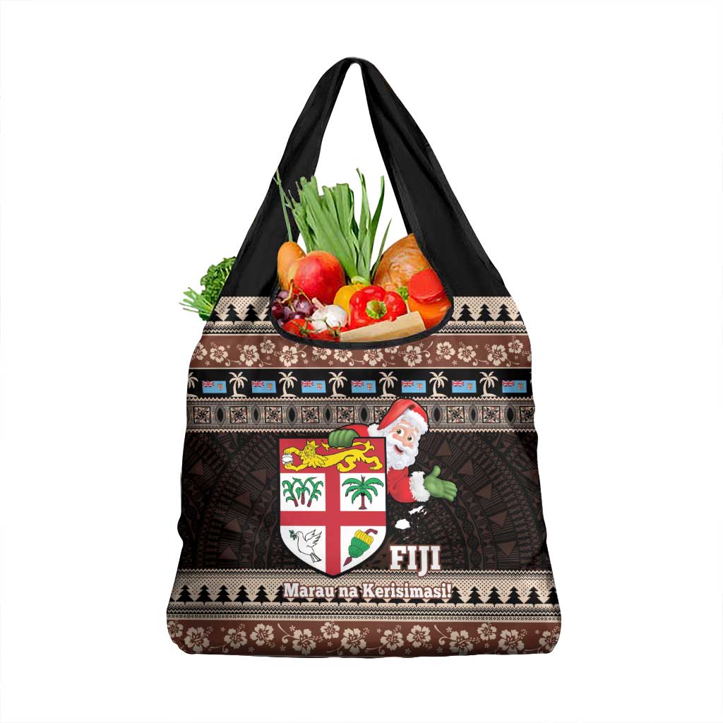 Fiji Christmas Grocery Bag Fijian Masi Marau na Kerisimasi! - Brown LT14 1-pack One Size Brown - Polynesian Pride