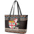 Fiji Christmas Leather Tote Bag Fijian Masi Marau na Kerisimasi! - Brown