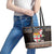 Fiji Christmas Leather Tote Bag Fijian Masi Marau na Kerisimasi! - Brown