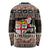 Fiji Christmas Long Sleeve Shirt Fijian Masi Marau na Kerisimasi! - Brown