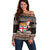 Fiji Christmas Off Shoulder Sweater Fijian Masi Marau na Kerisimasi! - Brown