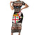 Fiji Christmas Short Sleeve Bodycon Dress Fijian Masi Marau na Kerisimasi! - Brown