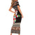 Fiji Christmas Short Sleeve Bodycon Dress Fijian Masi Marau na Kerisimasi! - Brown