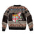 Fiji Christmas Sleeve Zip Bomber Jacket Fijian Masi Marau na Kerisimasi! - Brown