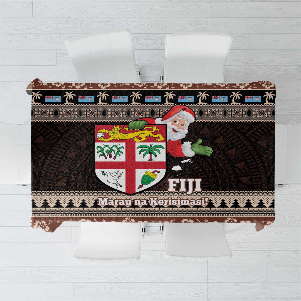 Fiji Christmas Tablecloth Fijian Masi Marau na Kerisimasi! - Brown LT14 Brown - Polynesian Pride