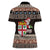 Fiji Christmas Women Polo Shirt Fijian Masi Marau na Kerisimasi! - Brown