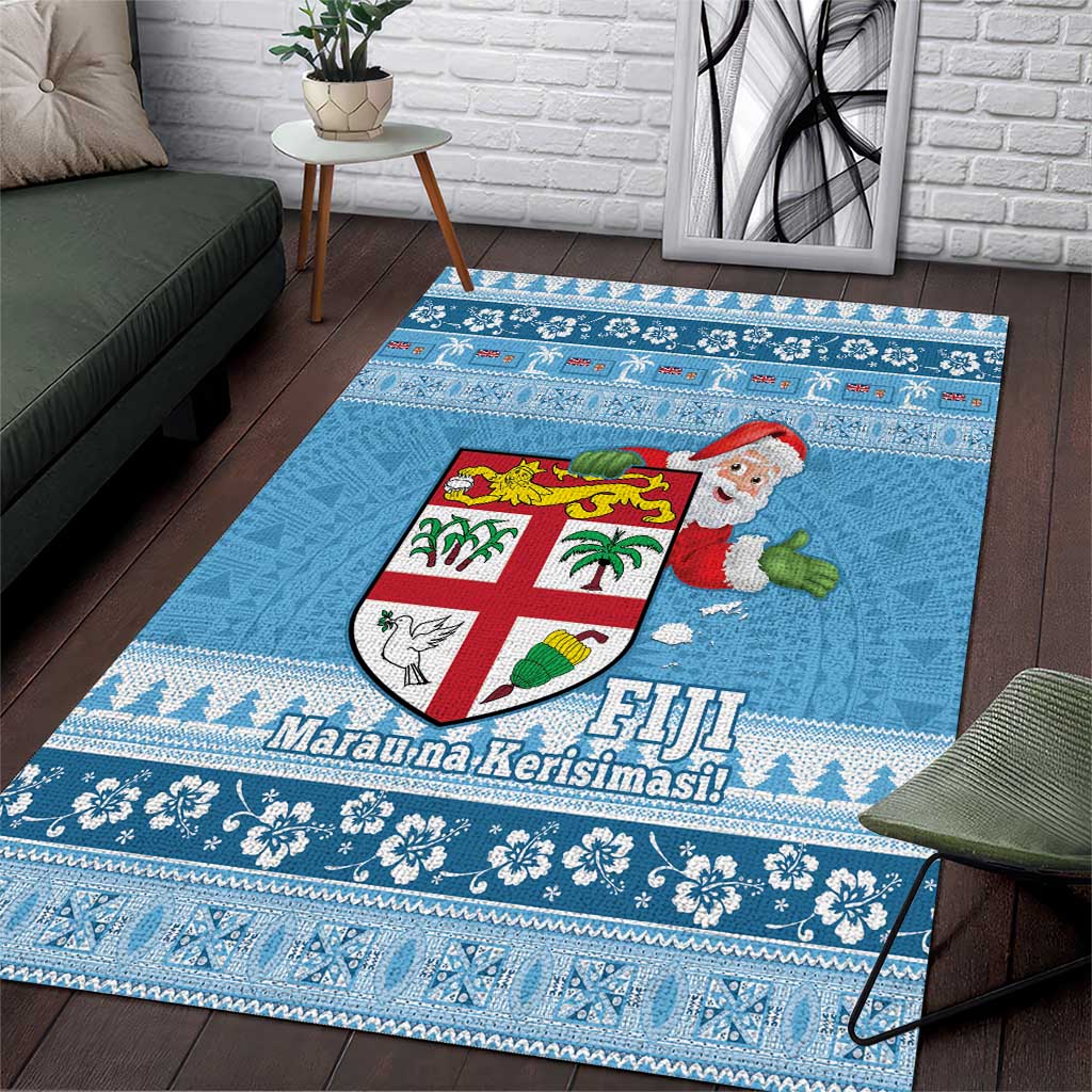 Fiji Christmas Area Rug Fijian Masi Marau na Kerisimasi! - Blue LT14 Blue - Polynesian Pride