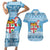 Fiji Christmas Couples Matching Short Sleeve Bodycon Dress and Hawaiian Shirt Fijian Masi Marau na Kerisimasi! - Blue