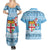 Fiji Christmas Couples Matching Summer Maxi Dress and Hawaiian Shirt Fijian Masi Marau na Kerisimasi! - Blue