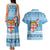 Fiji Christmas Couples Matching Tank Maxi Dress and Hawaiian Shirt Fijian Masi Marau na Kerisimasi! - Blue