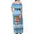 Fiji Christmas Family Matching Off Shoulder Maxi Dress and Hawaiian Shirt Fijian Masi Marau na Kerisimasi! - Blue