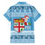 Fiji Christmas Family Matching Short Sleeve Bodycon Dress and Hawaiian Shirt Fijian Masi Marau na Kerisimasi! - Blue