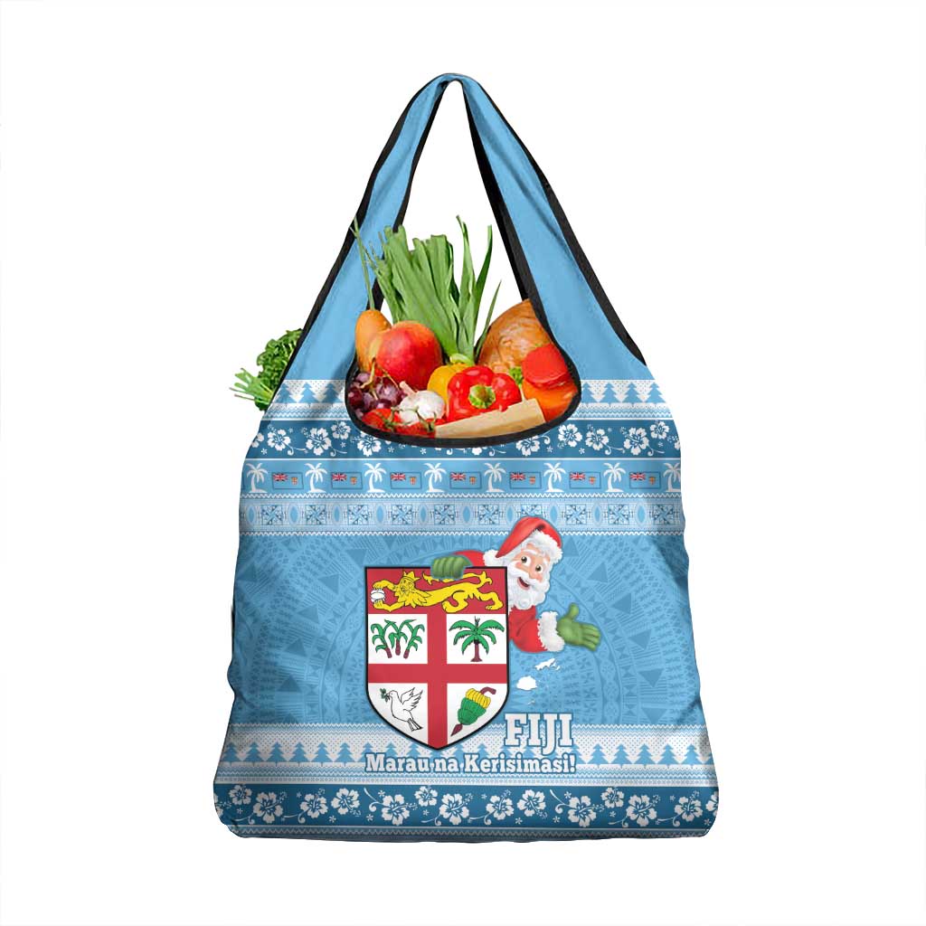 Fiji Christmas Grocery Bag Fijian Masi Marau na Kerisimasi! - Blue LT14 1-pack One Size Blue - Polynesian Pride