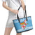 Fiji Christmas Leather Tote Bag Fijian Masi Marau na Kerisimasi! - Blue