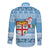 Fiji Christmas Long Sleeve Button Shirt Fijian Masi Marau na Kerisimasi! - Blue