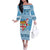 Fiji Christmas Off The Shoulder Long Sleeve Dress Fijian Masi Marau na Kerisimasi! - Blue