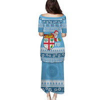Fiji Christmas Puletasi Fijian Masi Marau na Kerisimasi! - Blue LT14 - Polynesian Pride