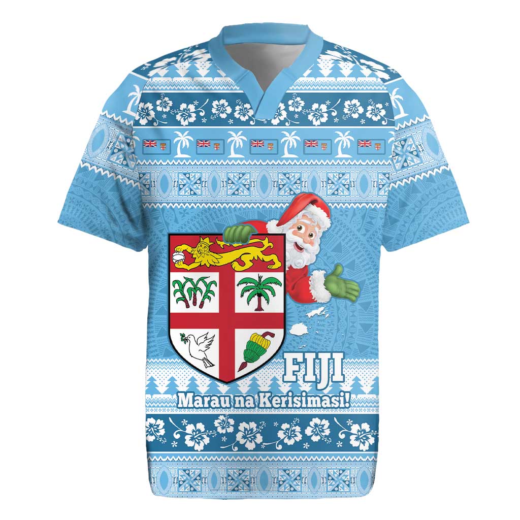 Fiji Christmas Rugby Jersey Fijian Masi Marau na Kerisimasi! - Blue LT14 Blue - Polynesian Pride