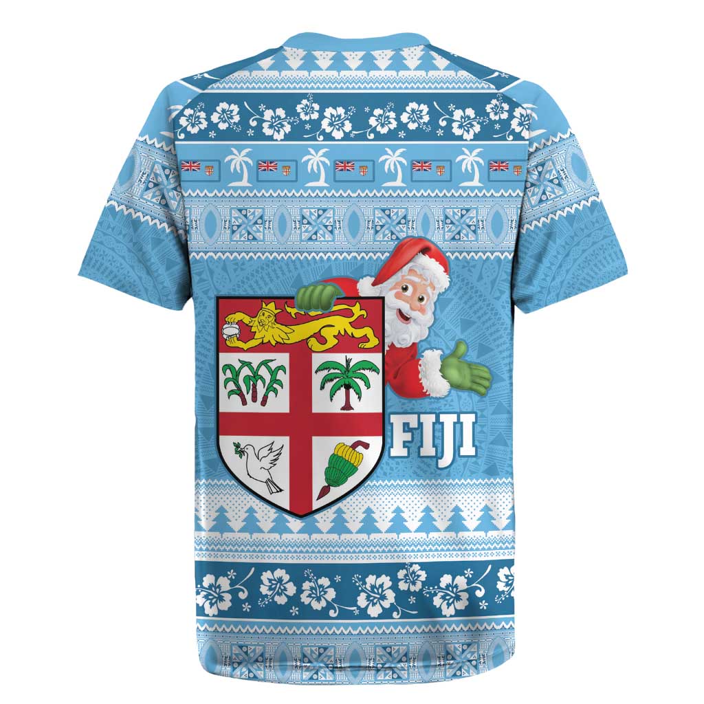 Fiji Christmas Rugby Jersey Fijian Masi Marau na Kerisimasi! - Blue LT14 - Polynesian Pride