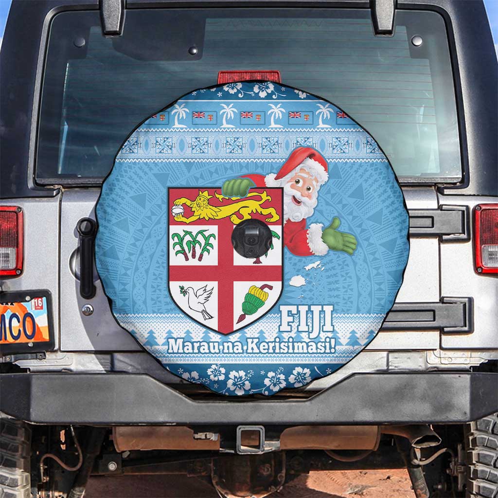 Fiji Christmas Spare Tire Cover Fijian Masi Marau na Kerisimasi! - Blue