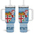 Fiji Christmas Tumbler With Handle Fijian Masi Marau na Kerisimasi! - Blue