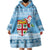 Fiji Christmas Wearable Blanket Hoodie Fijian Masi Marau na Kerisimasi! - Blue