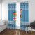 Fiji Christmas Window Curtain Fijian Masi Marau na Kerisimasi! - Blue