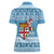 Fiji Christmas Women Polo Shirt Fijian Masi Marau na Kerisimasi! - Blue