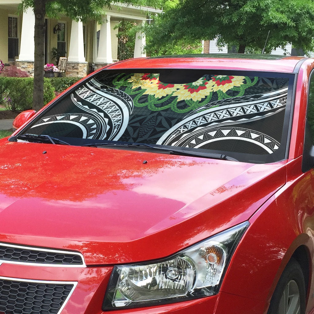 Black Tonga Ngatu Kahoa Lei Auto Sun Shade