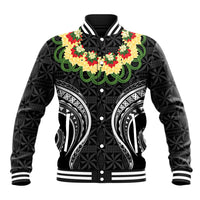 Black Tonga Ngatu Kahoa Lei Baseball Jacket LT14 Unisex Black - Polynesian Pride