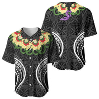 Black Tonga Ngatu Kahoa Lei Baseball Jersey LT14 - Polynesian Pride
