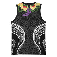 Black Tonga Ngatu Kahoa Lei Basketball Jersey LT14 - Polynesian Pride