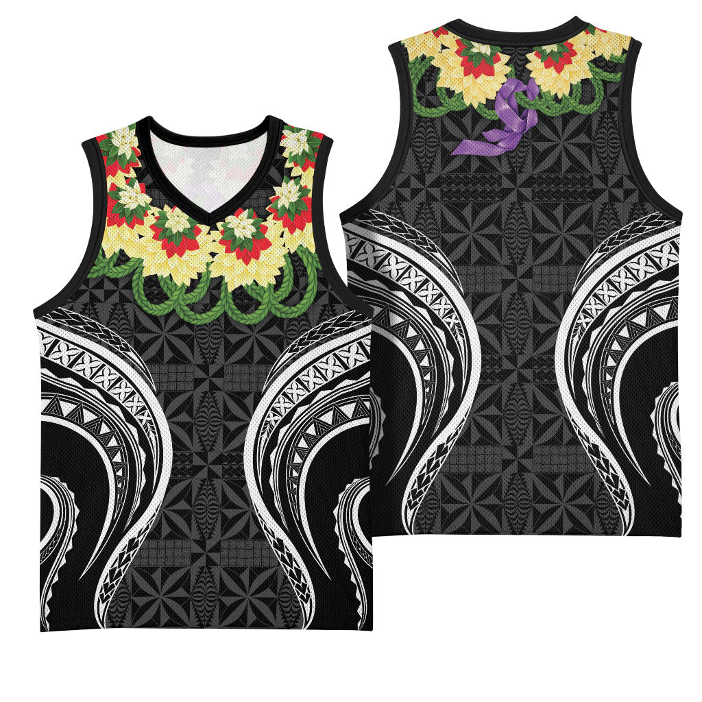 Black Tonga Ngatu Kahoa Lei Basketball Jersey LT14 - Polynesian Pride