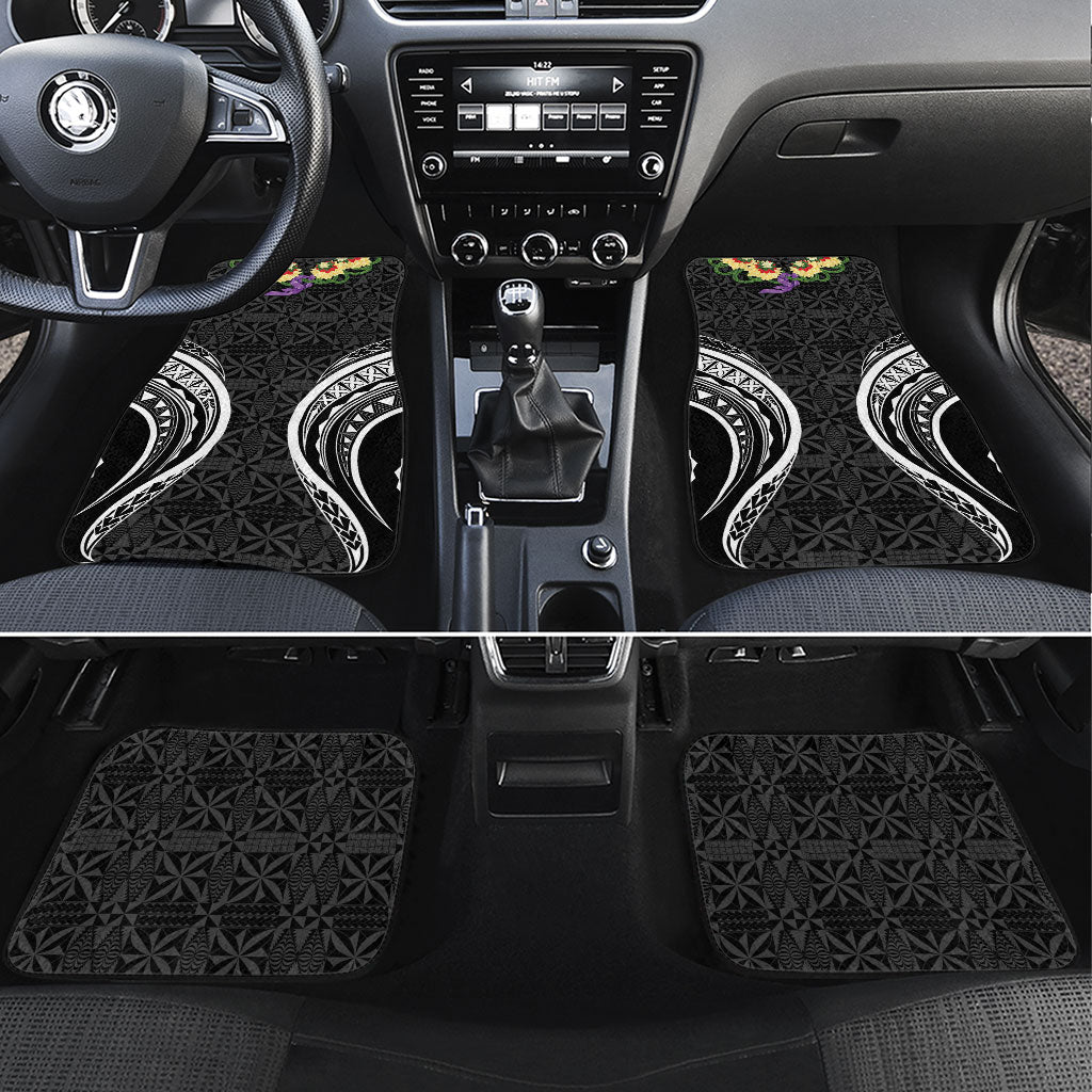 Black Tonga Ngatu Kahoa Lei Car Mats LT14 Set 4pcs Black - Polynesian Pride
