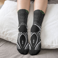Black Tonga Ngatu Kahoa Lei Crew Socks LT14 - Polynesian Pride