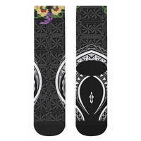 Black Tonga Ngatu Kahoa Lei Crew Socks LT14 - Polynesian Pride