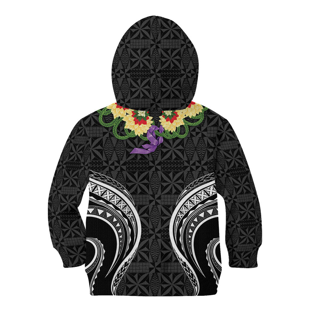 Black Tonga Ngatu Kahoa Lei Kid Hoodie LT14 - Polynesian Pride