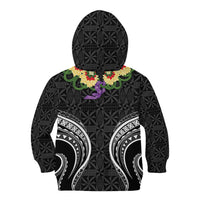Black Tonga Ngatu Kahoa Lei Kid Hoodie LT14 - Polynesian Pride
