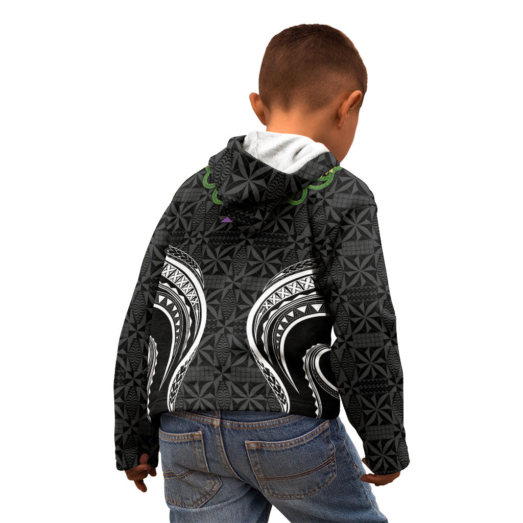 Black Tonga Ngatu Kahoa Lei Kid Hoodie LT14 - Polynesian Pride