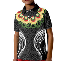 Black Tonga Ngatu Kahoa Lei Kid Polo Shirt LT14 Kid Black - Polynesian Pride